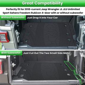 img 3 attached to 🚗 E-Cowlboy Heavy Duty Rubber Trunk Cargo Liner Mat Tray for Jeep Wrangler JL JLU Unlimited 2018-2021 4-Door with Subwoofer - Custom Fit, Waterproof, All Weather, Odorless (Black)