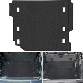 img 4 attached to 🚗 E-Cowlboy Heavy Duty Rubber Trunk Cargo Liner Mat Tray for Jeep Wrangler JL JLU Unlimited 2018-2021 4-Door with Subwoofer - Custom Fit, Waterproof, All Weather, Odorless (Black)