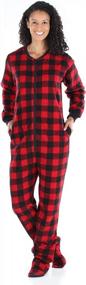 img 1 attached to Cozy Up With SleepytimePJs Unisex Fleece Footed Onesie Pajamas In Solid Colors And Buffalo Plaid Patterns