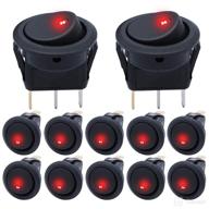 12pcs 12v lighted round rocker switch toggle switch - red led spst on-off switch 20a for car truck control - kcd2-102n-r logo