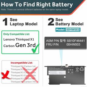 img 2 attached to Replacement Battery 00HW003 For Lenovo ThinkPad X1 Carbon Gen 3 Series 2015 Laptop | 00HW002 SB10F46440 SB10F46441 | 15.2V 50Wh 4-Cell | High-Quality Power Solution