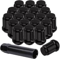 🔧 20pcs muhize black lug nut kit m12x1.5 - compatible with toyota ford honda buick acura mazda, closed end 6 spline nut with 1 key, 1.38" tall, 60 degree 3/4” hex wheel lug nuts логотип