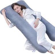 🤰 yalamila velvet pregnancy pillow - u shaped full maternity body pillow for sleeping, back, hips, legs, belly support for pregnant women (navy blue, 55 x 28 inches) logo