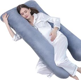 img 4 attached to 🤰 Yalamila Velvet Pregnancy Pillow - U Shaped Full Maternity Body Pillow for Sleeping, Back, Hips, Legs, Belly Support for Pregnant Women (Navy Blue, 55 x 28 inches)