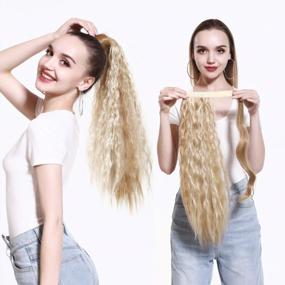 img 4 attached to Get A Glamorous Look With SARLA Dirty Blonde Synthetic Ponytail Hair Extension - 22 Inch Heat Resistant Wavy Hairpiece For White Women