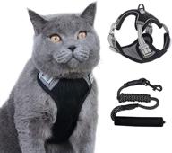 🐱 gardenlor cat harness and leash set: soft adjustable vest for outdoor walking - escape proof, reflective strip, breathable jacket for kittens (black, m, medium) логотип