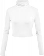 soft and lightweight turtleneck crop top for women - long sleeve basic slim fit top logo