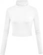 soft and lightweight turtleneck crop top for women - long sleeve basic slim fit top logo
