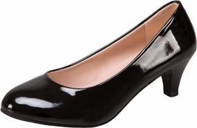 img 4 attached to WUIWUIYU Womens Office Kitten Heel Pumps Slip On Evening Dress Work Court Shoes