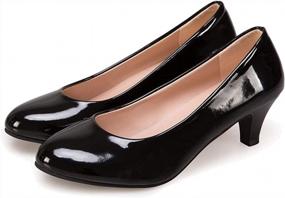 img 2 attached to WUIWUIYU Womens Office Kitten Heel Pumps Slip On Evening Dress Work Court Shoes