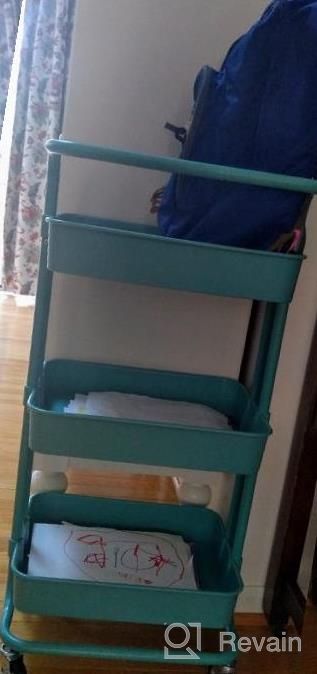 img 1 attached to 3 Tier Rolling Cart White Utility Storage Cart With Wheels Metal Roller Storage Organizer Trolley Cart For Bedroom, Living Spaces review by Jane Taylor