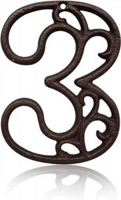 img 4 attached to Premium 4.6 Inch Cast Iron Number 3 - Hollow Out Decorative Numbers For House Garden Bar