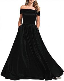 img 4 attached to Stunning Off-Shoulder Satin Prom Dress: JAEDEN'S Long Evening Gown For Perfect Evening Party Look