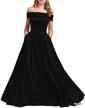 stunning off-shoulder satin prom dress: jaeden's long evening gown for perfect evening party look logo
