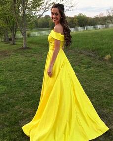 img 2 attached to Stunning Off-Shoulder Satin Prom Dress: JAEDEN'S Long Evening Gown For Perfect Evening Party Look