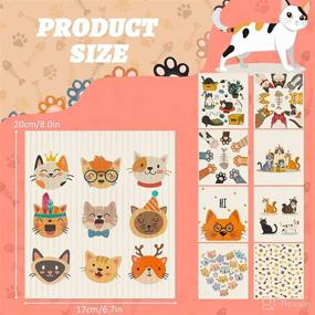 img 3 attached to 🐱 9 Pack Assorted Cats Swedish Kitchen Dishcloths - Cute Cat Patterns, Reusable, Quick-Drying Cleaning Cloths for Home Kitchen