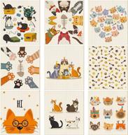 🐱 9 pack assorted cats swedish kitchen dishcloths - cute cat patterns, reusable, quick-drying cleaning cloths for home kitchen logo