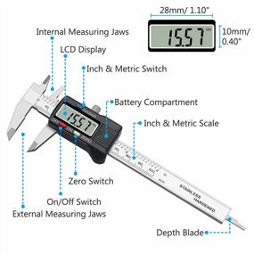 img 3 attached to ESynic 4 Inch/100Mm Digital Caliper - Stainless Steel Electronic Vernier Caliper For Accurate Length, Width, Depth, Inner/Outer Diameter Measurement, Inch/Metric Conversion Tool