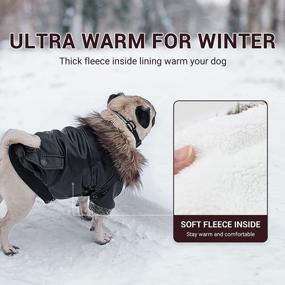 img 3 attached to Маленькая черная ветрозащитная водонепроницаемая кожаная куртка для собак на флисовой подкладке для зимнего тепла - идеально подходит для маленьких собак и щенков.