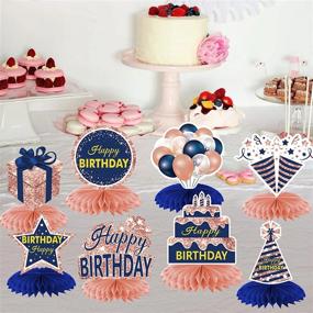 img 2 attached to Rose Gold And Navy Blue Happy Birthday Decorations: Stunning 8-Piece Party Set For Women And Girls, Perfect For 16Th To 60Th Birthdays!