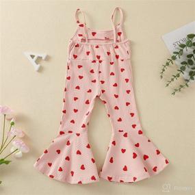 img 2 attached to 👧 Sleeveless Halter Heart Jumpsuit Bodysuit Shorts Overalls Set for Toddler Baby Girls - Perfect Summer Outfits