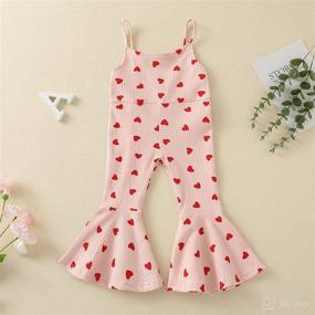 img 3 attached to 👧 Sleeveless Halter Heart Jumpsuit Bodysuit Shorts Overalls Set for Toddler Baby Girls - Perfect Summer Outfits