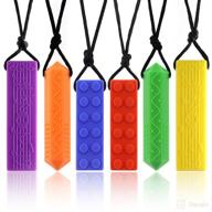 🌈 sensory chew necklaces (6 pack) for kids with teething, adhd, autism - colorful silicone chewlery jewellery necklace for boys & girls logo