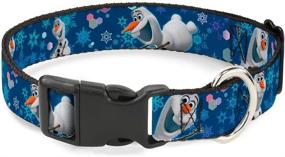 img 3 attached to ❄️ Frozen Olaf Poses/Snowflakes Blues - 1" Wide Buckle-Down Plastic Clip Collar - Large Size, Fits 15-26" Neck