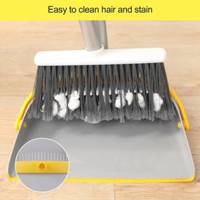img 2 attached to Yocada Broom And Dustpan Set Upgrade 52" Long Handle Upright Stand Up Dustpan With Combo Stiff Bristle Indoor Perfect For Home Kitchen Room Office Lobby Floor Pet Hair Rubbish Grey