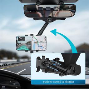 img 2 attached to 📱 360-degree Rotatable and Retractable Rearview Mirror Phone Holder: Convenient and Universal Car Mount for All Phones