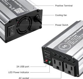 img 2 attached to TVNIKD Power Inverter Rate 375W / Peak 750W DC12V To AC 110V Car Converter With 2 AC Outlets 2USB Port…