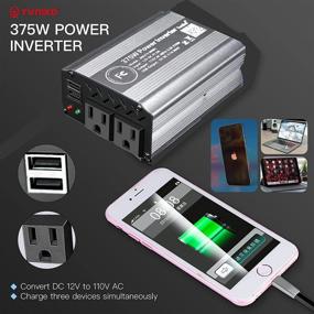 img 1 attached to TVNIKD Power Inverter Rate 375W / Peak 750W DC12V To AC 110V Car Converter With 2 AC Outlets 2USB Port…