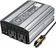 tvnikd power inverter rate 375w / peak 750w dc12v to ac 110v car converter with 2 ac outlets 2usb port… logo