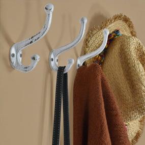 img 3 attached to Rustic Charm: Sopicoz Set Of 4 Vintage White Cast Iron Coat Hooks For A Farmhouse Feel