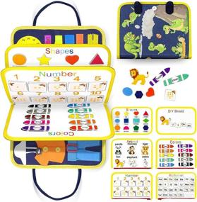 img 4 attached to 🧩 Haptime Busy Board for Toddlers - Montessori Sensory Board for 1-4 Year Olds, Developing Basic Life & Fine Motor Skills, Road Trip Essentials, Early Educational Activity Toy for Boys and Girls