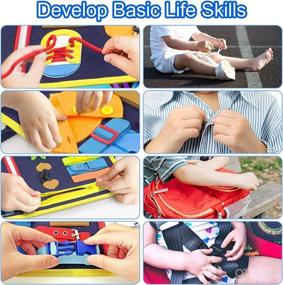img 2 attached to 🧩 Haptime Busy Board for Toddlers - Montessori Sensory Board for 1-4 Year Olds, Developing Basic Life & Fine Motor Skills, Road Trip Essentials, Early Educational Activity Toy for Boys and Girls