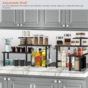 img 2 attached to Maximize Your Kitchen And Bathroom Space With Homode 3 Tier Corner Countertop Organizer - Adjustable Wood Spice Rack With Easy Assembly - Black Oak Finish.