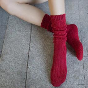 img 2 attached to Warm And Cozy: 3 Pairs Of Wool Cable Knit Knee High Socks For Women