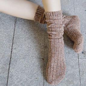 img 1 attached to Warm And Cozy: 3 Pairs Of Wool Cable Knit Knee High Socks For Women