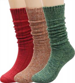 img 4 attached to Warm And Cozy: 3 Pairs Of Wool Cable Knit Knee High Socks For Women