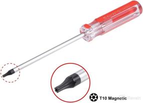 img 3 attached to 🔧 Отвертка секретная Torx T10 от uxcell с магнитной звездной насадкой - шток из хром-ванадиевой (CR-V) стали, длиной 4 дюйма, и прозрачной рукояткой в красном цвете.