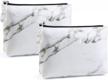 set of 2 marble pu leather cosmetic bags for women - small makeup pouches with zipper, perfect for travel and everyday use, ideal for purse organization and makeup storage logo
