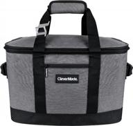 heather grey/black clevermade collapsible cooler bag: insulated, leakproof, portable soft-sided cooler with room for 50 cans - perfect for camping, grocery shopping, lunch, and road trips логотип