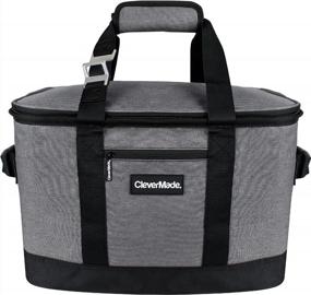 img 4 attached to Heather Grey/Black CleverMade Collapsible Cooler Bag: Insulated, Leakproof, Portable Soft-Sided Cooler With Room For 50 Cans - Perfect For Camping, Grocery Shopping, Lunch, And Road Trips