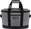 heather grey/black clevermade collapsible cooler bag: insulated, leakproof, portable soft-sided cooler with room for 50 cans - perfect for camping, grocery shopping, lunch, and road trips logo