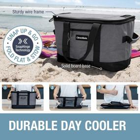 img 1 attached to Heather Grey/Black CleverMade Collapsible Cooler Bag: Insulated, Leakproof, Portable Soft-Sided Cooler With Room For 50 Cans - Perfect For Camping, Grocery Shopping, Lunch, And Road Trips