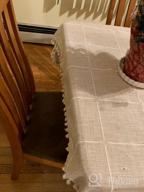 img 1 attached to MOKANI Square Tablecloth 55X55 Cotton Linen Embroidered Checkered Washable Wrinkle-Free Anti-Fading Tasseled Cover For Kitchen Dining Thanksgiving Christmas Red review by James Cowan