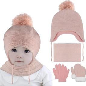 img 4 attached to 🧶 Cute and Cozy: Hicdaw Toddler Knitted Beanie Gloves, Must-Have Cold Weather Accessories for Girls