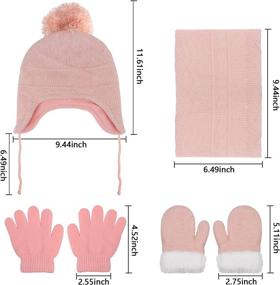 img 3 attached to 🧶 Cute and Cozy: Hicdaw Toddler Knitted Beanie Gloves, Must-Have Cold Weather Accessories for Girls