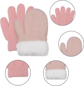 img 1 attached to 🧶 Cute and Cozy: Hicdaw Toddler Knitted Beanie Gloves, Must-Have Cold Weather Accessories for Girls